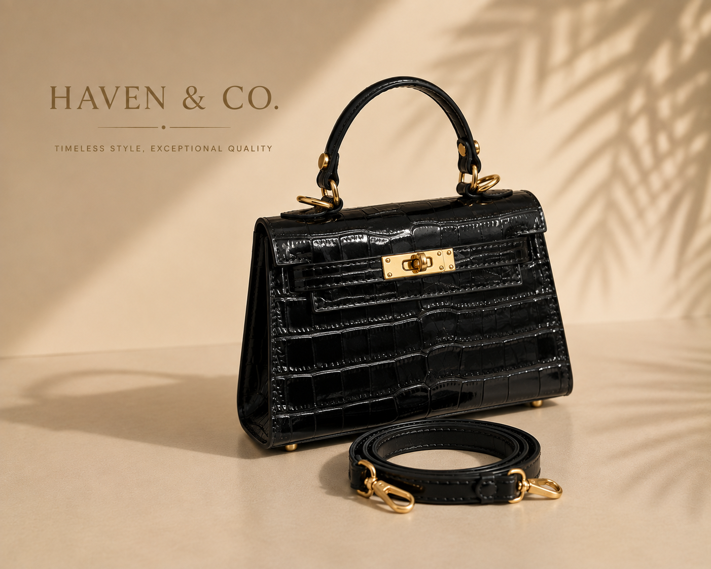 Mila Croc-Embossed Italian Leather Bag