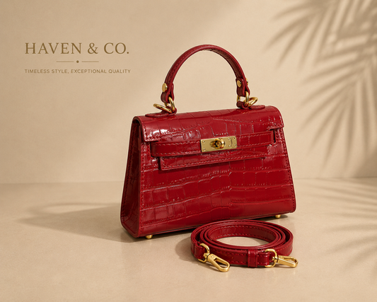 Mila Croc-Embossed Italian Leather Bag