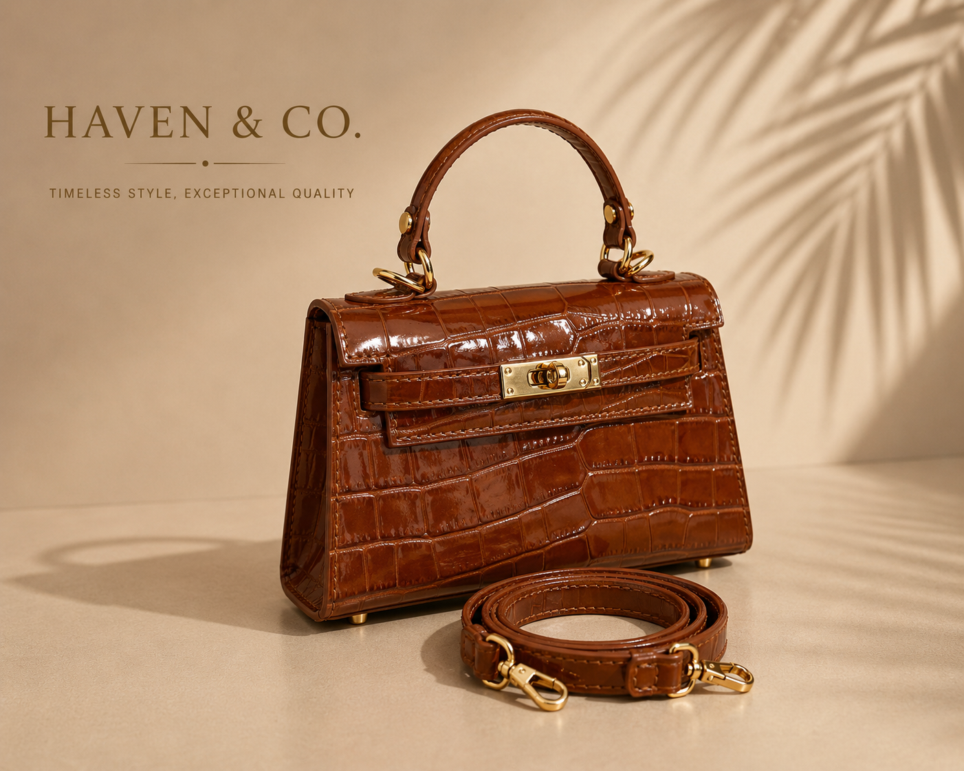 Mila Croc-Embossed Italian Leather Bag